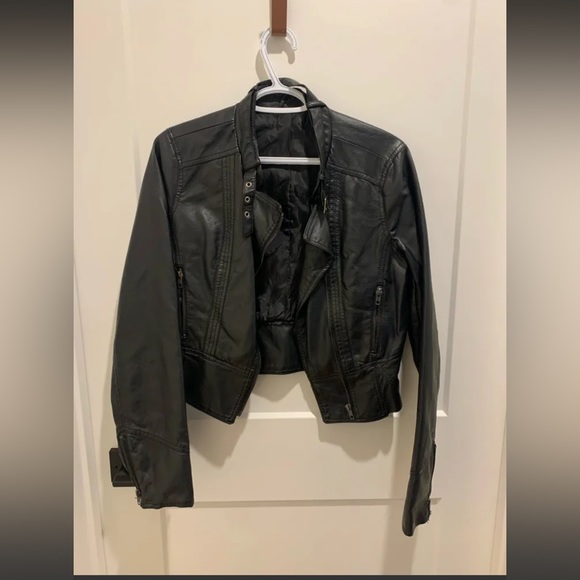 Faux-Leather Jacket, Black, Sz M - Picture 3 of 4